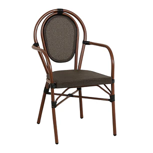 Silla Artemis Parisina Rattan con reposabrazos - Café Oscuro