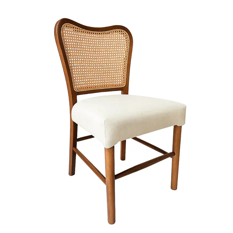 Silla Boho Chic con Respaldo Trenzado y Asiento acolchado  1