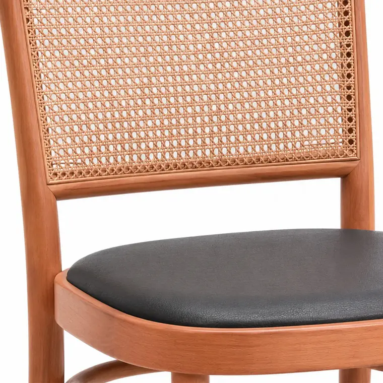 Silla Orión acolchada - Madera y Rattan  2