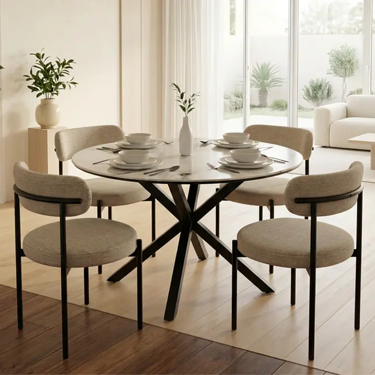 Comedor Mesa Asgard Stone Black redonda 100 cm con 4 Sillas Arpi Moon  3