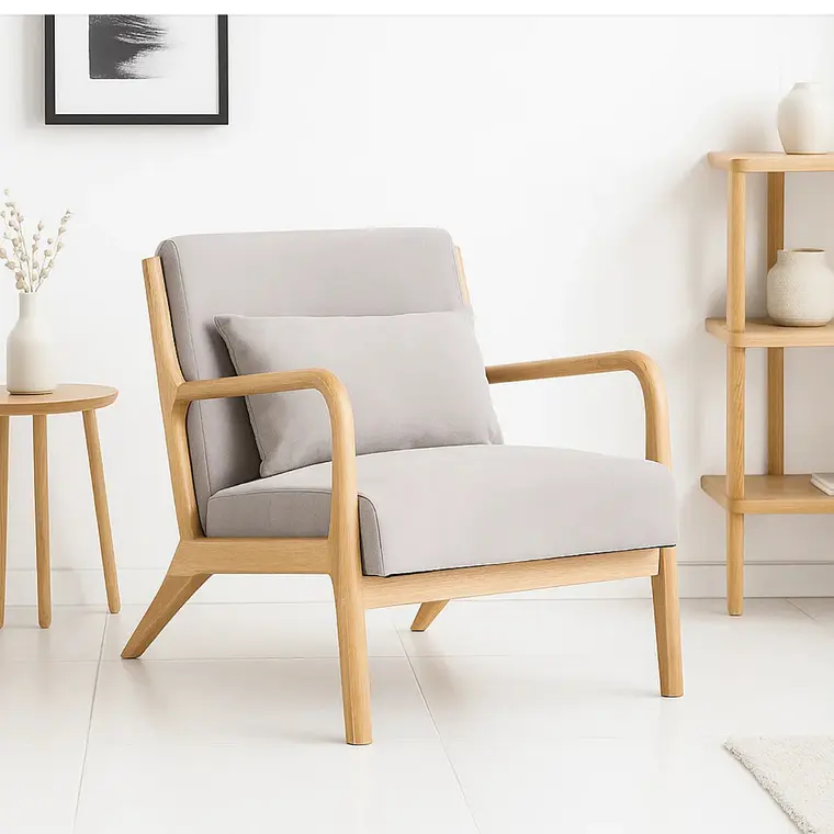 Sillón Lounge Kazel - Tela y Madera  3