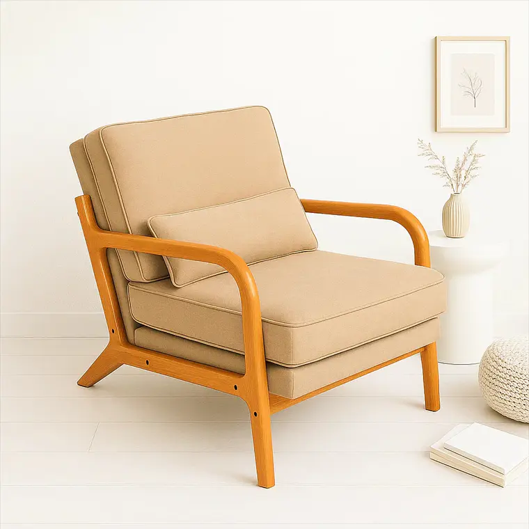 Sillón Lounge Kazel - Tela y Madera  6