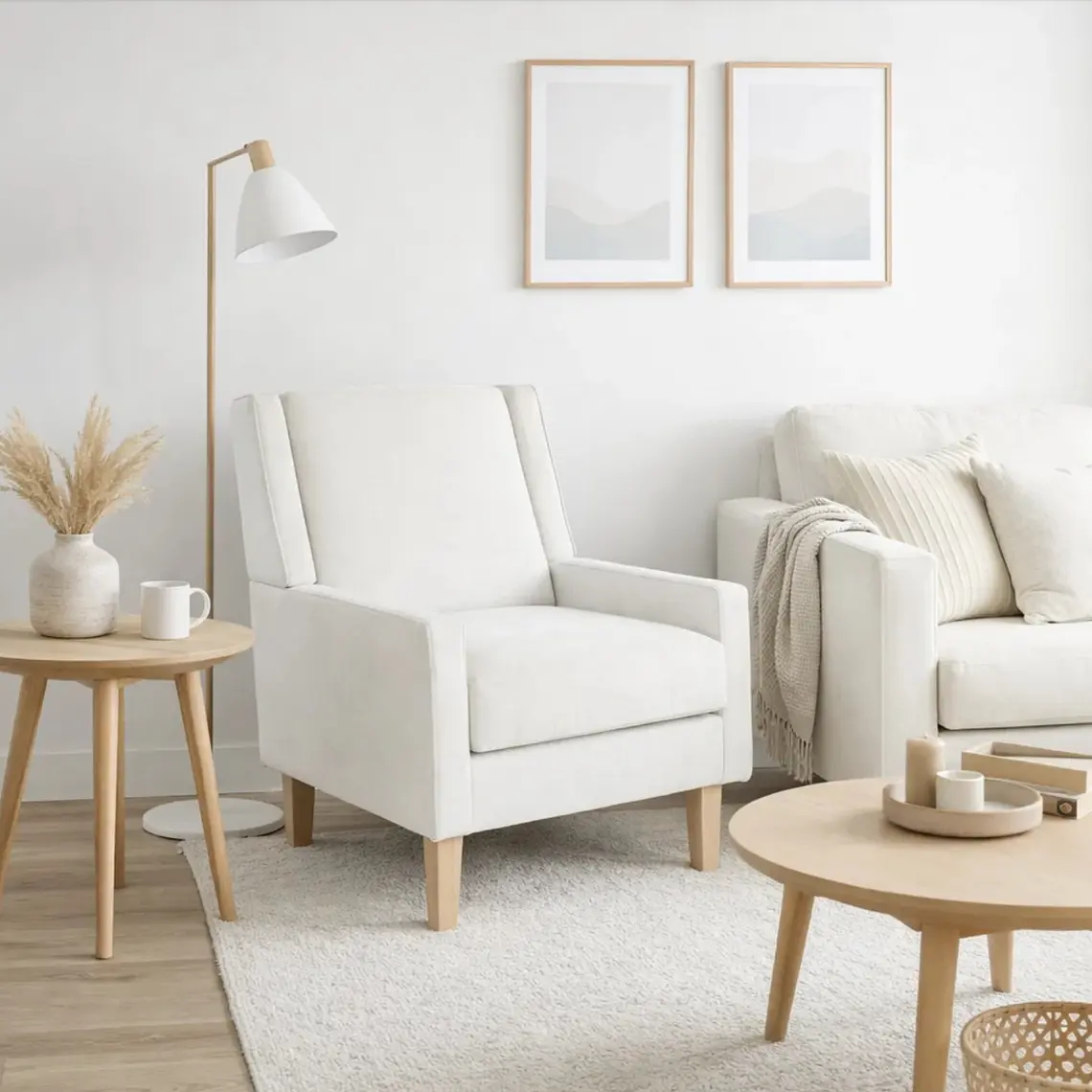 Sillón Elegante Willow - Tela Beige 2