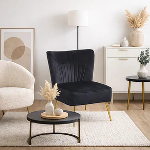 Sillón Elegante Adonis Negro - Patas Doradas