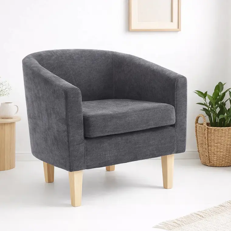 Sillón Viggo Gris - Tela y Madera 1
