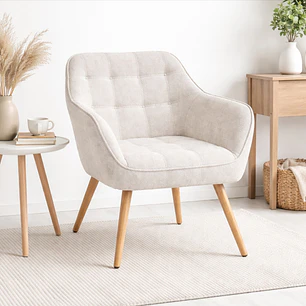 Butaca Línea Capitone Velvet - Tela y Madera