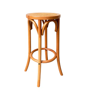 Taburete Banco Estilo Retro - Madera Rattan 61 cm 