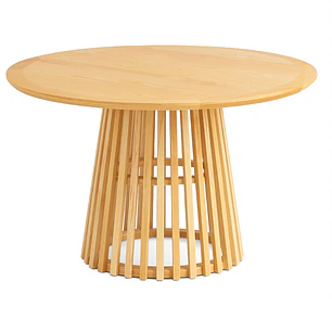 Mesa Redonda Sigrid 120 cm - Madera Natural y Base Rejilla 