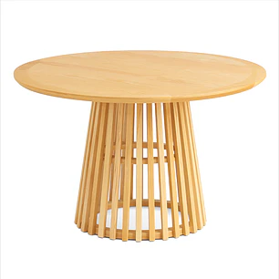 Mesa Redonda Sigrid 100 cm - Madera Natural y Base Rejilla 