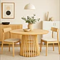 Mesa Redonda Sigrid 100 cm - Madera Natural y Base Rejilla  - Miniatura 2