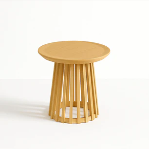 Mesa Redonda Frigg 50 cm - Madera Natural y Base Rejilla