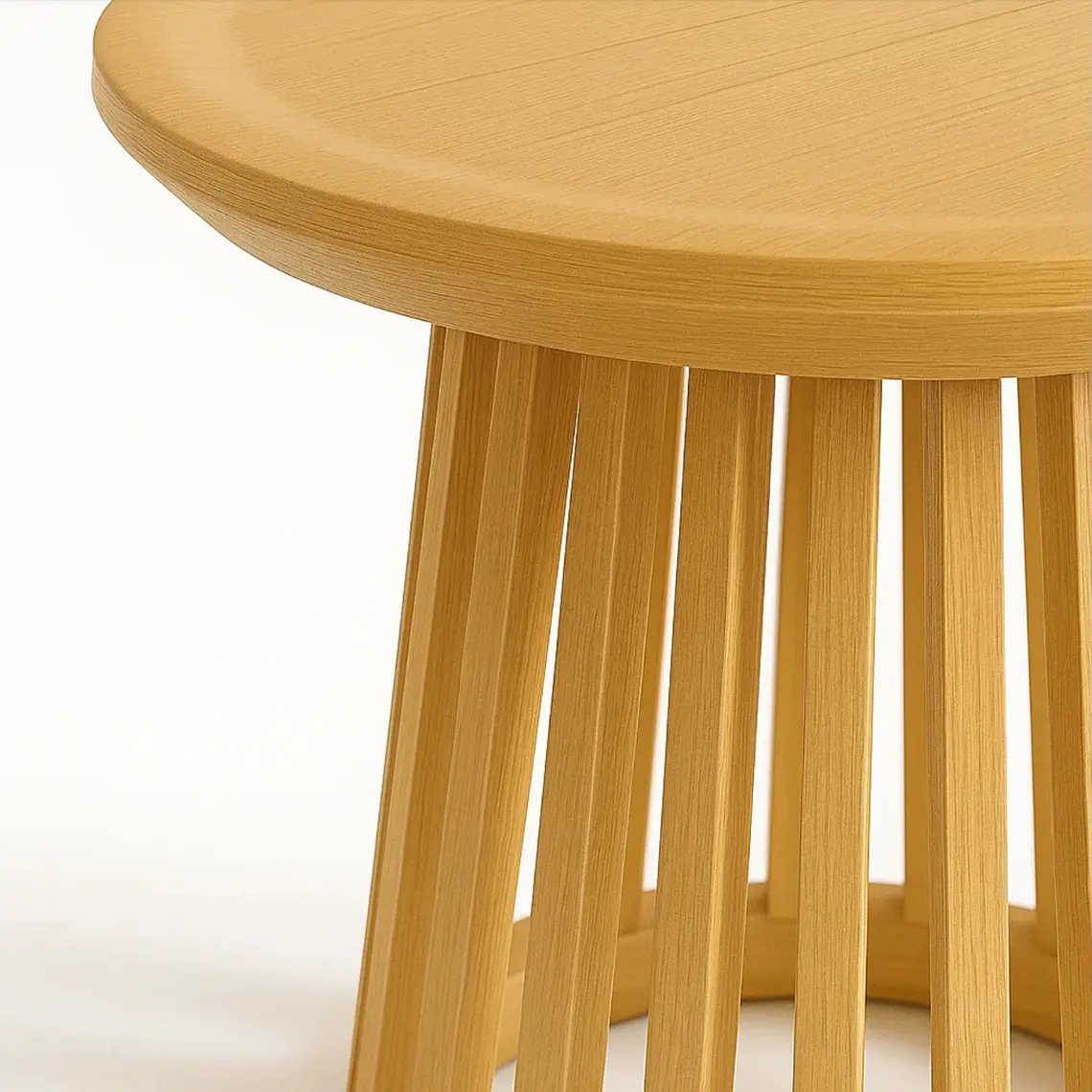 Mesa Redonda Frigg 50 cm - Madera Natural y Base Rejilla 3