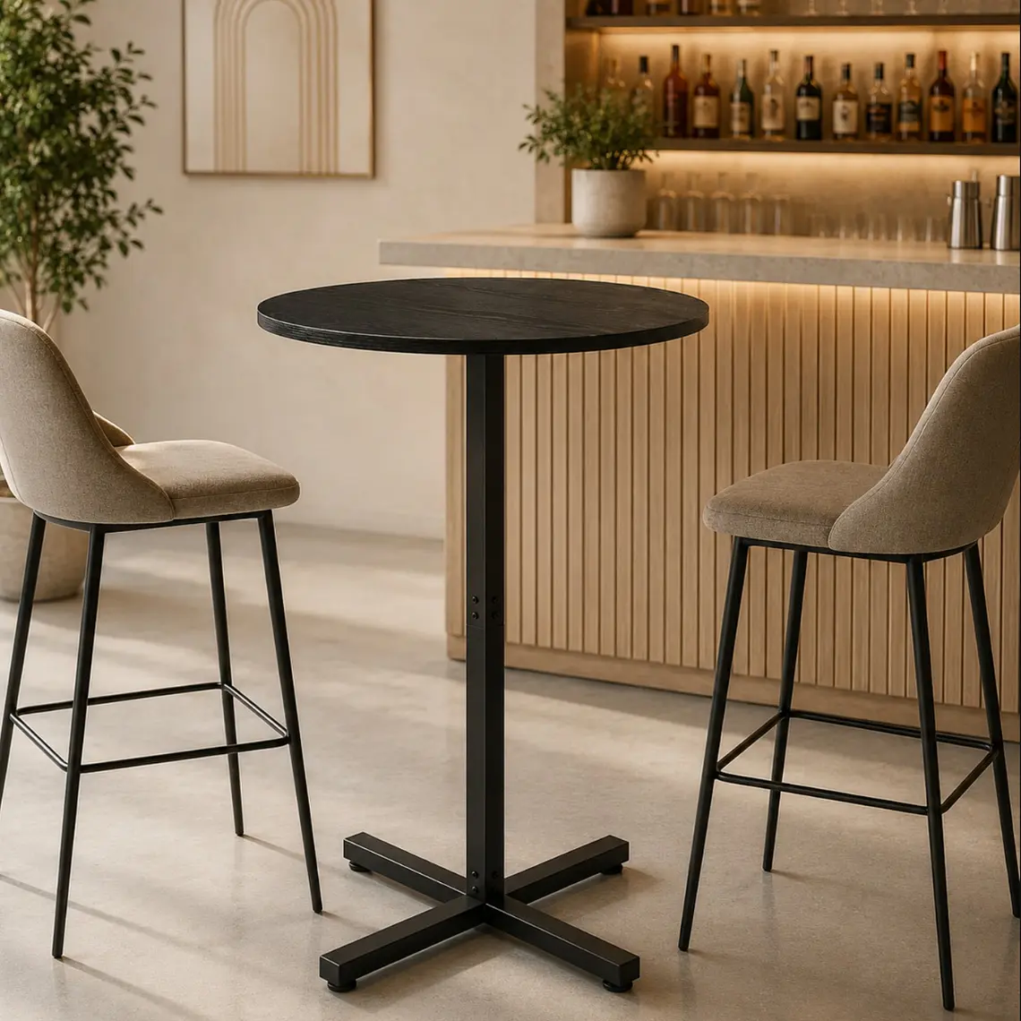 Mesa Bar Redonda Luk 60x104 cm - MDF y Metal 2