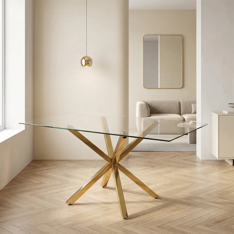 Mesa Asgard Gold rectangular vidrio 160x90 cm 1