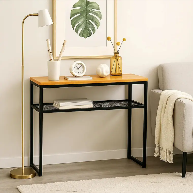 Arrimo Estilo Industrial con Repisa Metálica y Cubierta de MDF  2