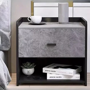 Velador Magnus Mármol - MDF gris y negro
