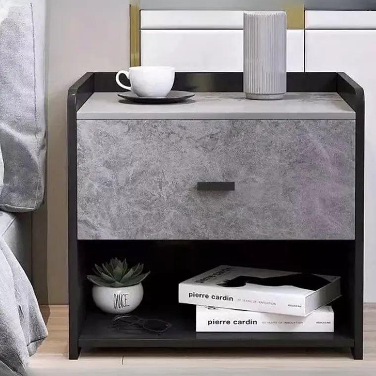 Velador Magnus Mármol - MDF gris y negro 1
