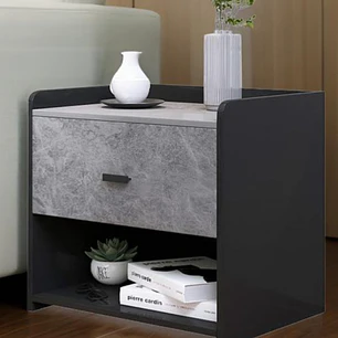 Velador Magnus Mármol - MDF gris y negro