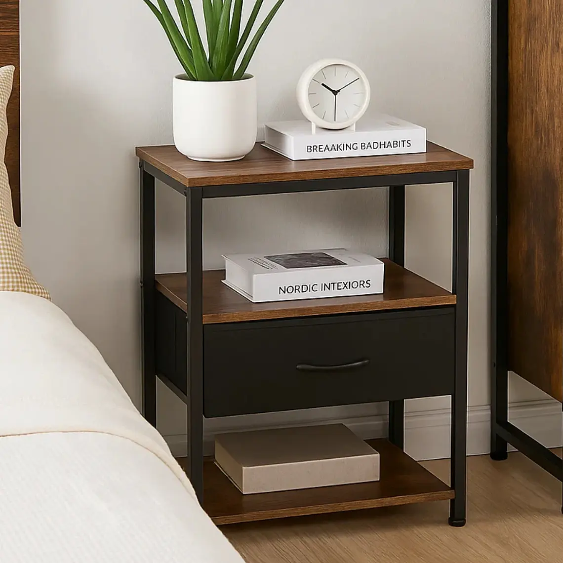 Velador Vidar Industrial - MDF/Tela y Metal 2