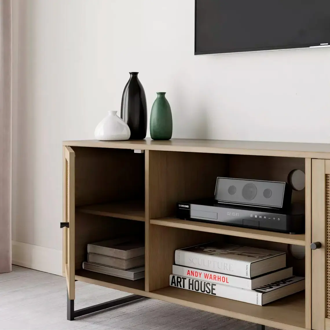 Rack de TV o Buffet Rattan Rustico - Dos Puertas 120x40 cm 3