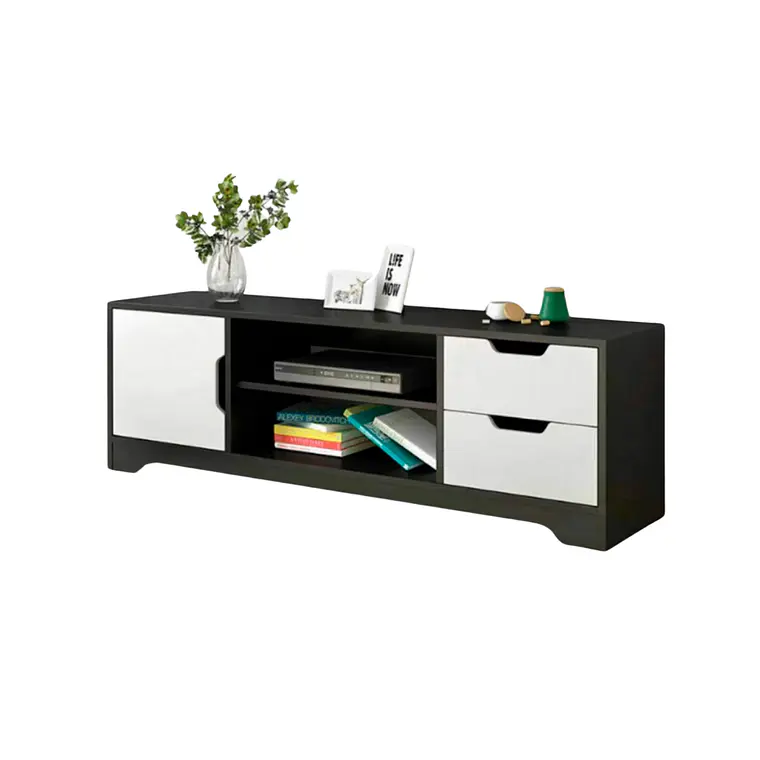 Rack de TV o Buffet con Cajones Leukos Black 120x40 cm 1