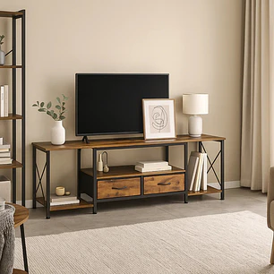 Rack de TV Rustik Cross - Madera Walnut 160x40 cm
