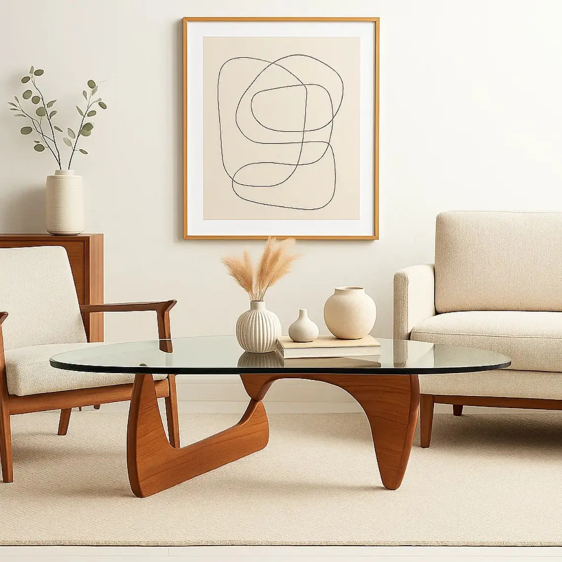 Mesa de Centro Haf 128 cm - Vidrio y Madera 2