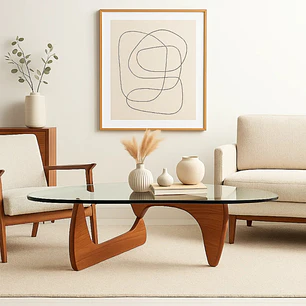 Mesa de Centro Haf 128 cm - Vidrio y Madera