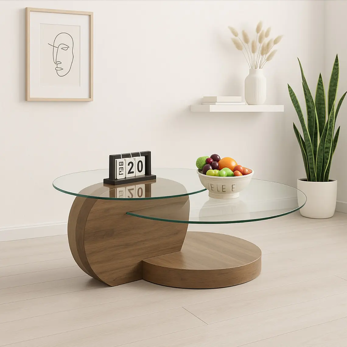 Mesa de Centro DuoGler 70 cm - MDF y Vidrio 2