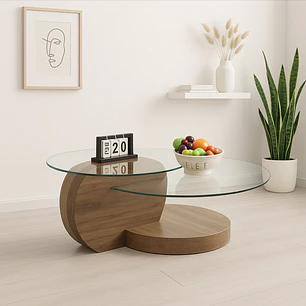 Mesa de Centro DuoGler 70 cm - MDF y Vidrio
