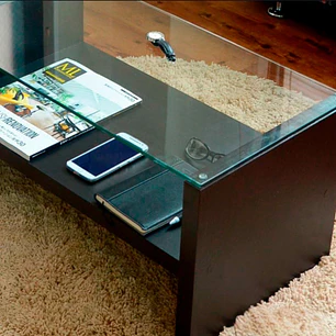 Mesa de Centro Ferkant 120x60 cm Café Oscuro - MDF y Vidrio