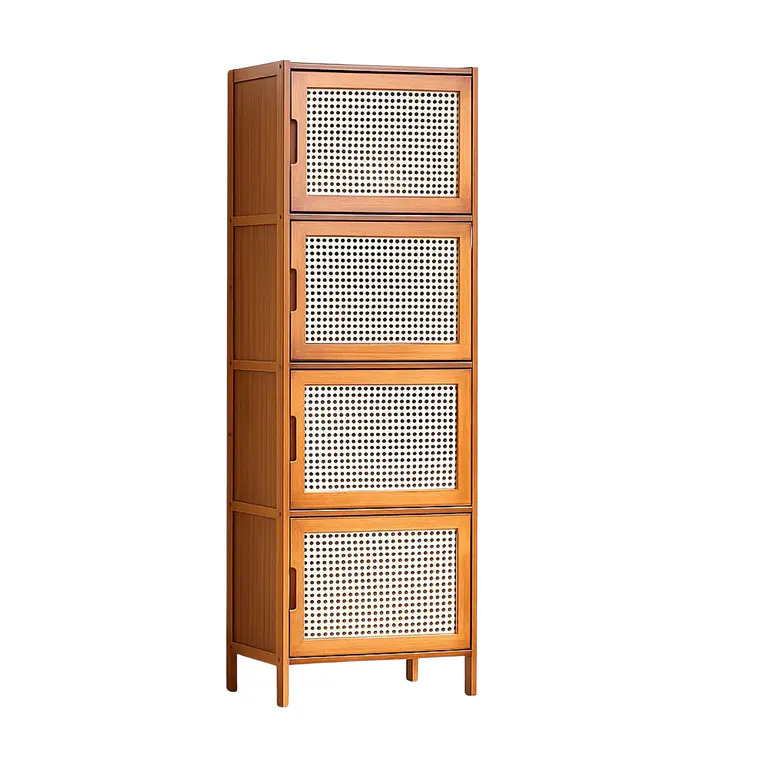Vitrina de Bambú y Ratán Sintético 4 Niveles 1