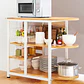 Mesa lateral organizador para cocina - 3 niveles Madera clara - Blanca - Miniatura 2