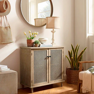 Cómoda Rattan de 2 puertas - Madera Clara 