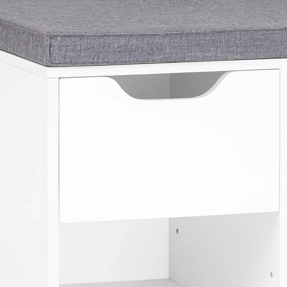 Cómoda Banco Zapatera con cojín y 11 compatimentos - Blanco y Gris 3