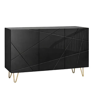 Buffet Deluxe Moderno Negro - Patas Doradas