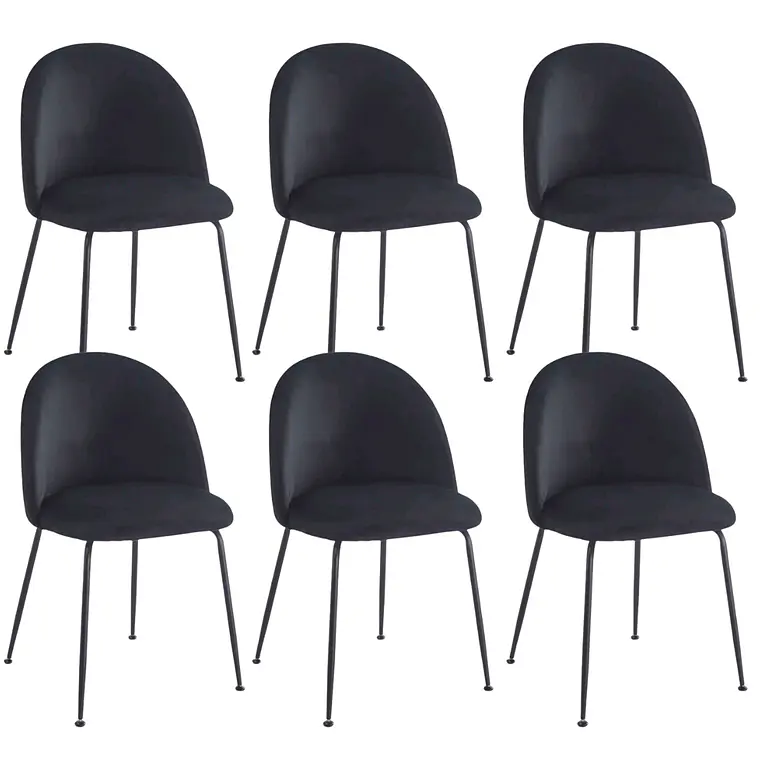 Pack 6 Sillas Breda Black Velvet  6