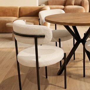 Comedor Mesa Asgard Rustik Black 100 cm con 4 Sillas Arpi Sun - Crema