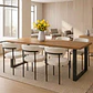 Comedor Mesa rectangular Industrial 160x90 cm madera clara con 6 Sillas Arpi Sun - Crema - Miniatura 1