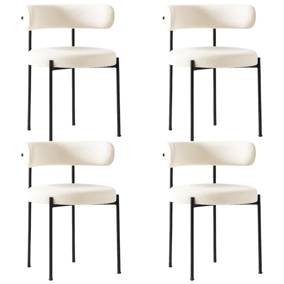 Comedor Mesa Tulip Mining Negra 80 cm con 4 Sillas Arpi Sun - Crema 7