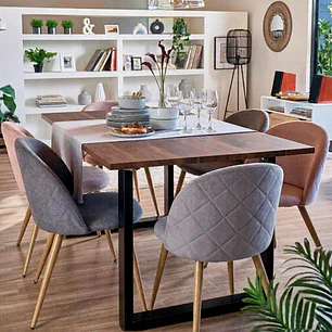 Comedor Bucarest 160x90 cm con 6 Sillas Breda Lino
