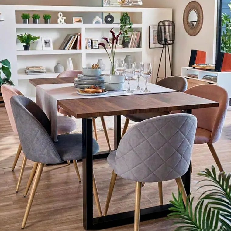 Comedor Bucarest 160x90 cm con 6 Sillas Breda Lino 1