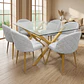 Comedor Mesa rectangular Medlock vidrio 140x90 cm con 6 Sillas Breda Lino - Miniatura 1