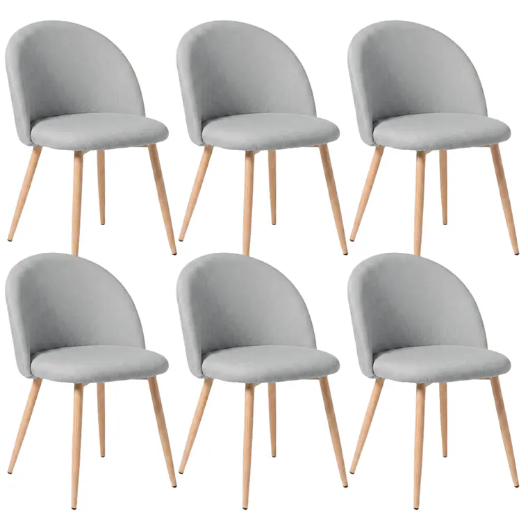 Comedor Mesa rectangular Medlock vidrio 140x90 cm con 6 Sillas Breda Lino 10