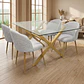Comedor Mesa rectangular Medlock vidrio 140x90 cm con 4 Sillas Breda Lino - Miniatura 1