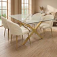 Comedor Mesa rectangular Medlock vidrio 130x80 cm con 4 Sillas Breda Lino - Miniatura 1
