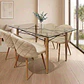 Comedor Mesa Yakarta rectangular vidrio 140x80 cm con 4 Sillas Breda Lino - Miniatura 2