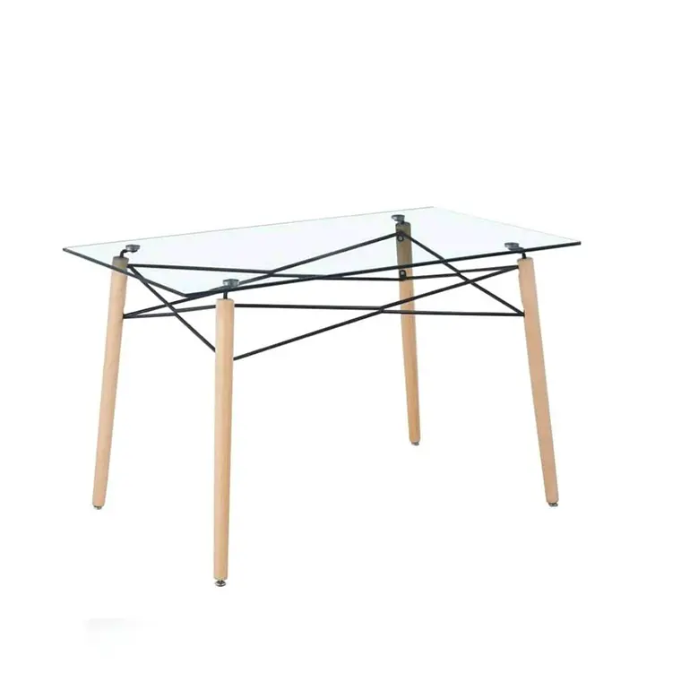 Comedor Mesa Yakarta rectangular vidrio 120x80 cm con 4 Sillas Breda Lino 4