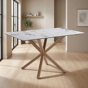 Mesa Asgard Stone Wood rectangular 140x80 cm | Efecto Mármol
