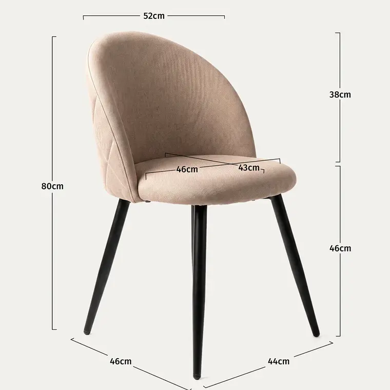 Pack 4 Sillas Breda Top Black Lino 12